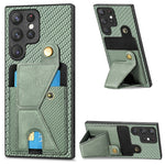 Portafoglio in fibra di carbonio Flip Card Custodia per telefono con supporto a forma di K, For Samsung Galaxy S22 5G, For Samsung Galaxy S22+ 5G, For Samsung Galaxy S22 Ultra 5G, For Samsung Galaxy S21 5G
