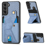 Portafoglio in fibra di carbonio Flip Card Custodia per telefono con supporto a forma di K, For Samsung Galaxy S22 5G, For Samsung Galaxy S22+ 5G, For Samsung Galaxy S22 Ultra 5G, For Samsung Galaxy S21 5G