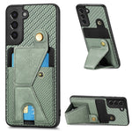Portafoglio in fibra di carbonio Flip Card Custodia per telefono con supporto a forma di K, For Samsung Galaxy S22 5G, For Samsung Galaxy S22+ 5G, For Samsung Galaxy S22 Ultra 5G, For Samsung Galaxy S21 5G
