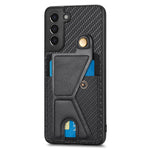 Portafoglio in fibra di carbonio Flip Card Custodia per telefono con supporto a forma di K, For Samsung Galaxy S21+ 5G, For Samsung Galaxy S21 Ultra 5G, For Samsung Galaxy S20 FE, For Samsung Galaxy A50