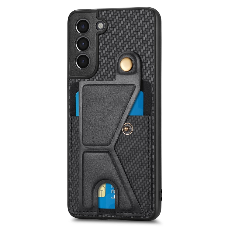 Portafoglio in fibra di carbonio Flip Card Custodia per telefono con supporto a forma di K, For Samsung Galaxy S21+ 5G, For Samsung Galaxy S21 Ultra 5G, For Samsung Galaxy S20 FE, For Samsung Galaxy A50