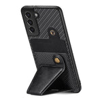 Portafoglio in fibra di carbonio Flip Card Custodia per telefono con supporto a forma di K, For Samsung Galaxy S21+ 5G, For Samsung Galaxy S21 Ultra 5G, For Samsung Galaxy S20 FE, For Samsung Galaxy A50