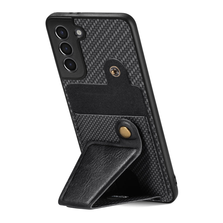 Portafoglio in fibra di carbonio Flip Card Custodia per telefono con supporto a forma di K, For Samsung Galaxy S21+ 5G, For Samsung Galaxy S21 Ultra 5G, For Samsung Galaxy S20 FE, For Samsung Galaxy A50