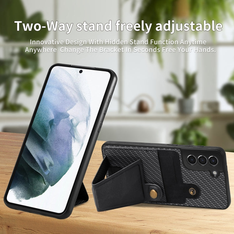 Portafoglio in fibra di carbonio Flip Card Custodia per telefono con supporto a forma di K, For Samsung Galaxy S21+ 5G, For Samsung Galaxy S21 Ultra 5G, For Samsung Galaxy S20 FE, For Samsung Galaxy A50