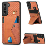 Portafoglio in fibra di carbonio Flip Card Custodia per telefono con supporto a forma di K, For Samsung Galaxy S21+ 5G, For Samsung Galaxy S21 Ultra 5G, For Samsung Galaxy S20 FE, For Samsung Galaxy A50