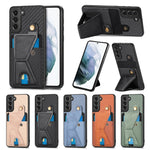 Portafoglio in fibra di carbonio Flip Card Custodia per telefono con supporto a forma di K, For Samsung Galaxy S21+ 5G, For Samsung Galaxy S21 Ultra 5G, For Samsung Galaxy S20 FE, For Samsung Galaxy A50