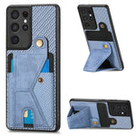 Portafoglio in fibra di carbonio Flip Card Custodia per telefono con supporto a forma di K, For Samsung Galaxy S21+ 5G, For Samsung Galaxy S21 Ultra 5G, For Samsung Galaxy S20 FE, For Samsung Galaxy A50