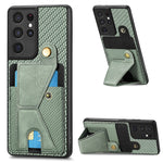 Portafoglio in fibra di carbonio Flip Card Custodia per telefono con supporto a forma di K, For Samsung Galaxy S21+ 5G, For Samsung Galaxy S21 Ultra 5G, For Samsung Galaxy S20 FE, For Samsung Galaxy A50