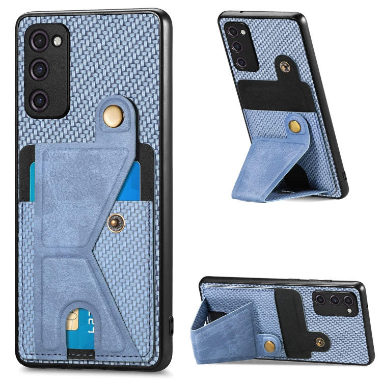 Portafoglio in fibra di carbonio Flip Card Custodia per telefono con supporto a forma di K, For Samsung Galaxy S21+ 5G, For Samsung Galaxy S21 Ultra 5G, For Samsung Galaxy S20 FE, For Samsung Galaxy A50