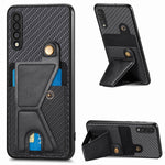 Portafoglio in fibra di carbonio Flip Card Custodia per telefono con supporto a forma di K, For Samsung Galaxy S21+ 5G, For Samsung Galaxy S21 Ultra 5G, For Samsung Galaxy S20 FE, For Samsung Galaxy A50