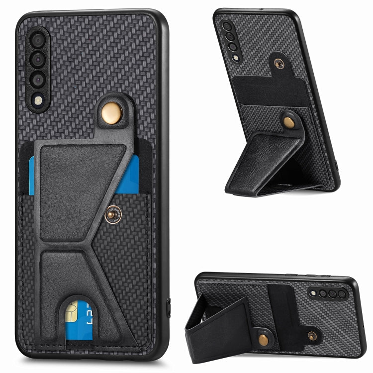 Portafoglio in fibra di carbonio Flip Card Custodia per telefono con supporto a forma di K, For Samsung Galaxy S21+ 5G, For Samsung Galaxy S21 Ultra 5G, For Samsung Galaxy S20 FE, For Samsung Galaxy A50