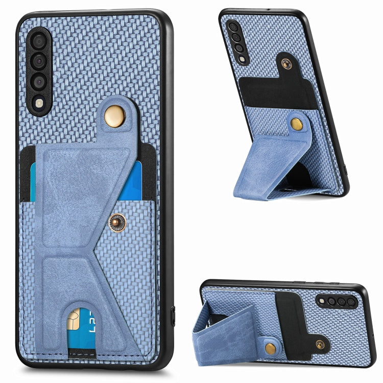 Portafoglio in fibra di carbonio Flip Card Custodia per telefono con supporto a forma di K, For Samsung Galaxy S21+ 5G, For Samsung Galaxy S21 Ultra 5G, For Samsung Galaxy S20 FE, For Samsung Galaxy A50