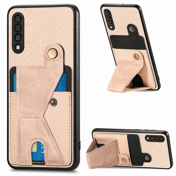 Portafoglio in fibra di carbonio Flip Card Custodia per telefono con supporto a forma di K, For Samsung Galaxy S21+ 5G, For Samsung Galaxy S21 Ultra 5G, For Samsung Galaxy S20 FE, For Samsung Galaxy A50
