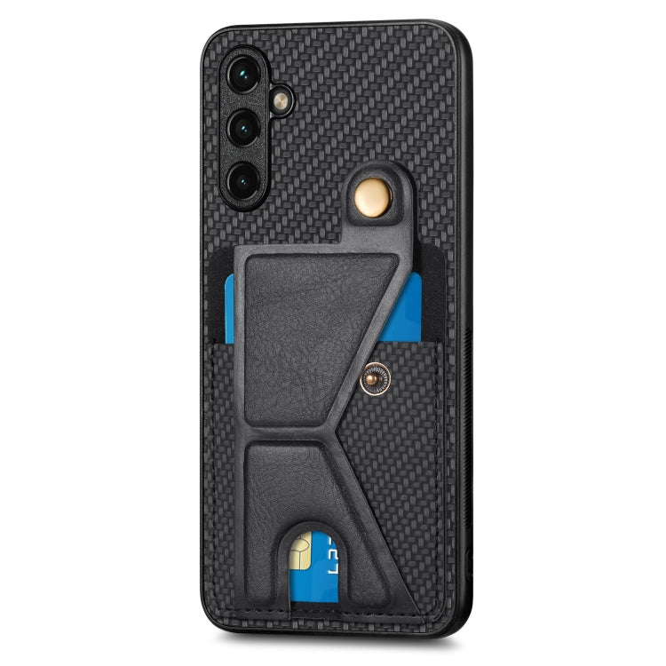 Portafoglio in fibra di carbonio Flip Card Custodia per telefono con supporto a forma di K, For Samsung Galaxy A14 5G, For Samsung Galaxy A13  5G, For Samsung Galaxy A13 4G, For Samsung Galaxy A04 4G