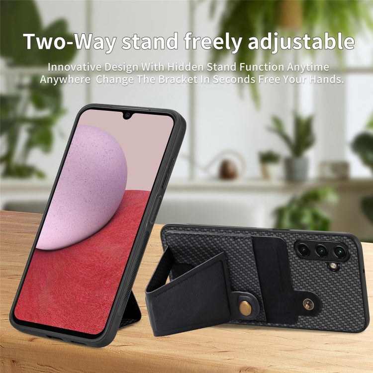 Portafoglio in fibra di carbonio Flip Card Custodia per telefono con supporto a forma di K, For Samsung Galaxy A14 5G, For Samsung Galaxy A13  5G, For Samsung Galaxy A13 4G, For Samsung Galaxy A04 4G
