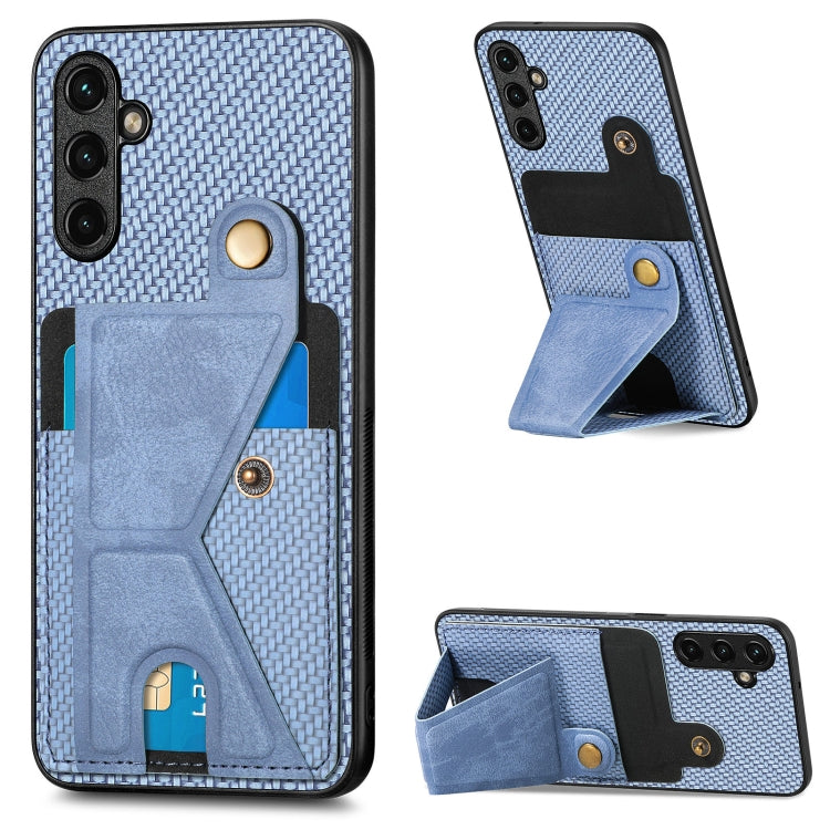 Portafoglio in fibra di carbonio Flip Card Custodia per telefono con supporto a forma di K, For Samsung Galaxy A14 5G, For Samsung Galaxy A13  5G, For Samsung Galaxy A13 4G, For Samsung Galaxy A04 4G