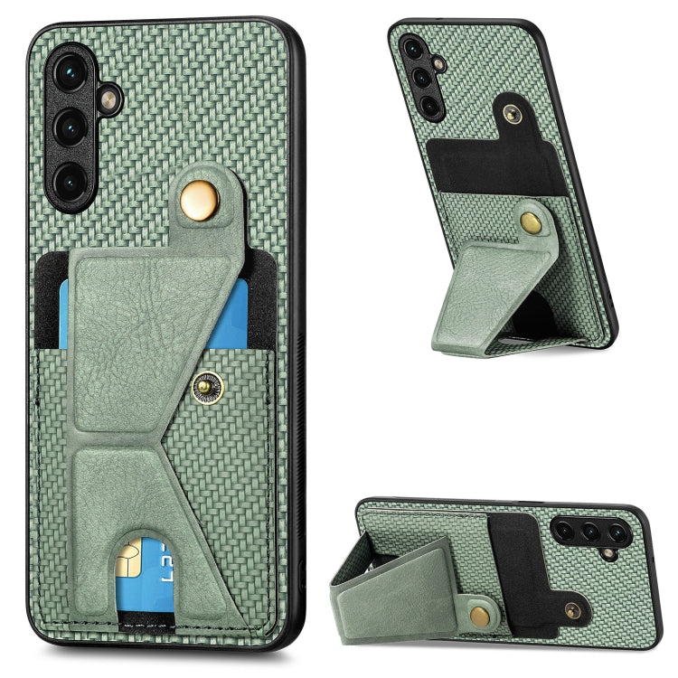 Portafoglio in fibra di carbonio Flip Card Custodia per telefono con supporto a forma di K, For Samsung Galaxy A14 5G, For Samsung Galaxy A13  5G, For Samsung Galaxy A13 4G, For Samsung Galaxy A04 4G