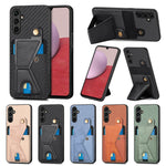 Portafoglio in fibra di carbonio Flip Card Custodia per telefono con supporto a forma di K, For Samsung Galaxy A14 5G, For Samsung Galaxy A13  5G, For Samsung Galaxy A13 4G, For Samsung Galaxy A04 4G