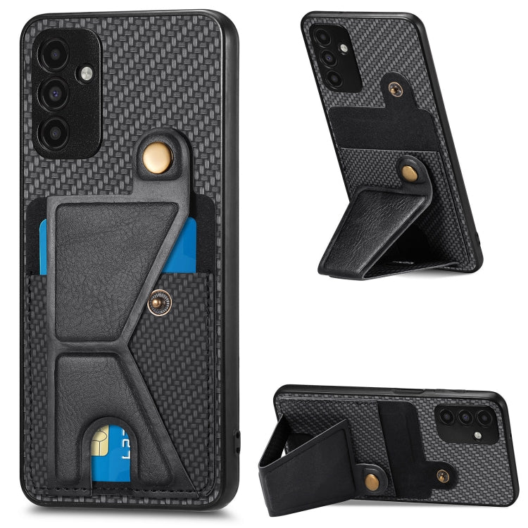 Portafoglio in fibra di carbonio Flip Card Custodia per telefono con supporto a forma di K, For Samsung Galaxy A14 5G, For Samsung Galaxy A13  5G, For Samsung Galaxy A13 4G, For Samsung Galaxy A04 4G