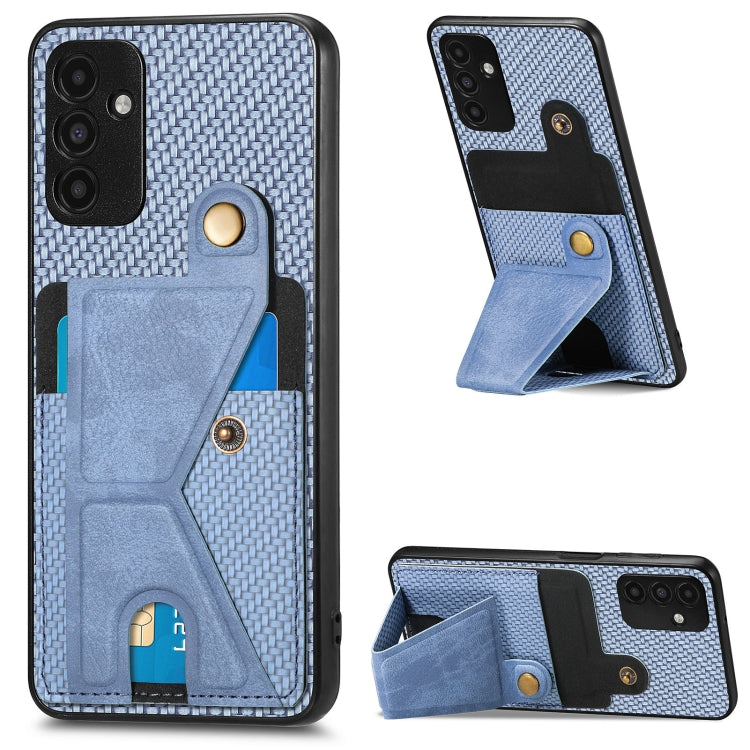 Portafoglio in fibra di carbonio Flip Card Custodia per telefono con supporto a forma di K, For Samsung Galaxy A14 5G, For Samsung Galaxy A13  5G, For Samsung Galaxy A13 4G, For Samsung Galaxy A04 4G
