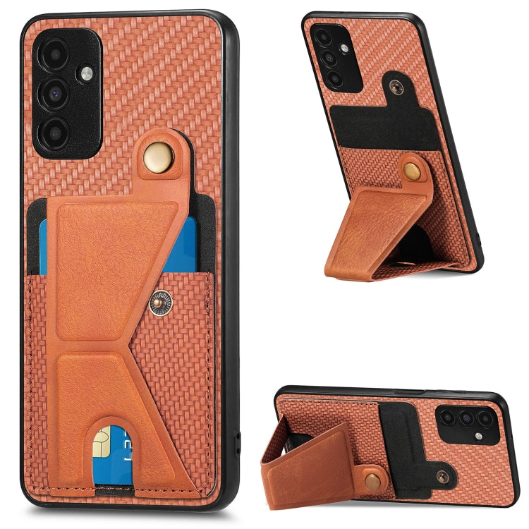 Portafoglio in fibra di carbonio Flip Card Custodia per telefono con supporto a forma di K, For Samsung Galaxy A14 5G, For Samsung Galaxy A13  5G, For Samsung Galaxy A13 4G, For Samsung Galaxy A04 4G