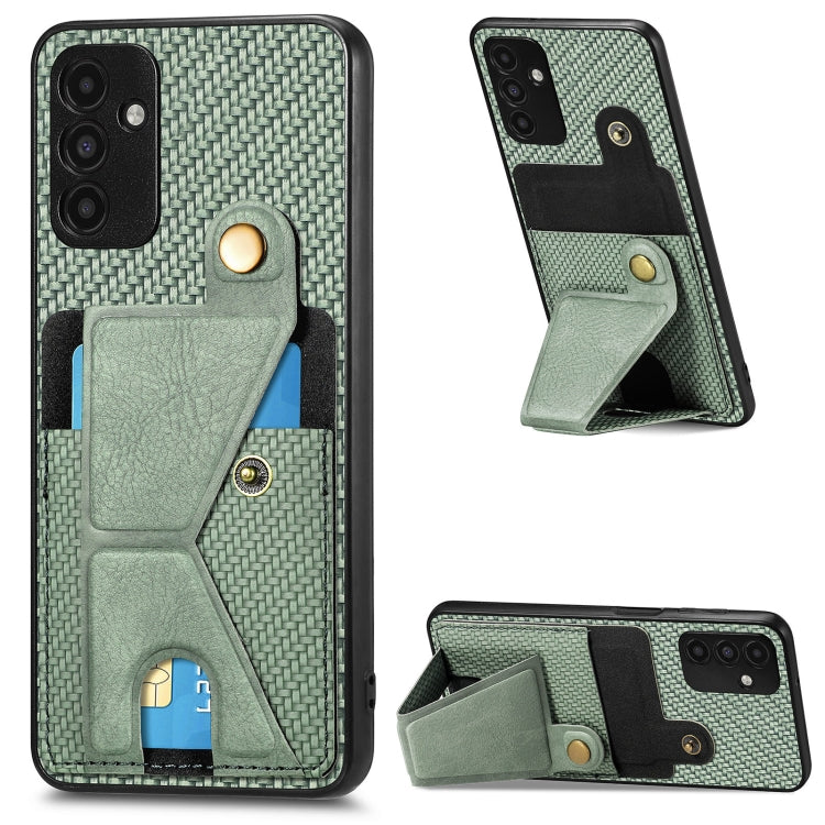 Portafoglio in fibra di carbonio Flip Card Custodia per telefono con supporto a forma di K, For Samsung Galaxy A14 5G, For Samsung Galaxy A13  5G, For Samsung Galaxy A13 4G, For Samsung Galaxy A04 4G
