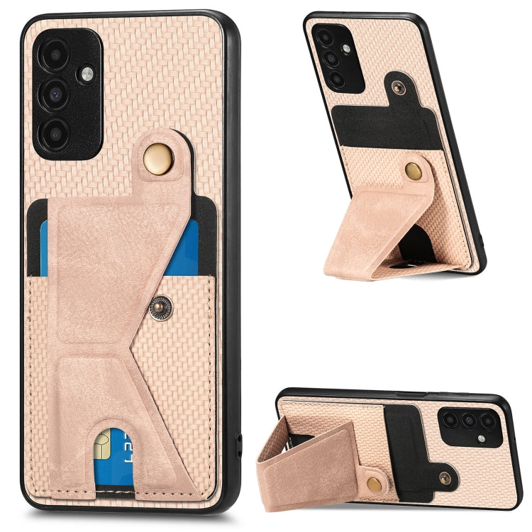 Portafoglio in fibra di carbonio Flip Card Custodia per telefono con supporto a forma di K, For Samsung Galaxy A14 5G, For Samsung Galaxy A13  5G, For Samsung Galaxy A13 4G, For Samsung Galaxy A04 4G