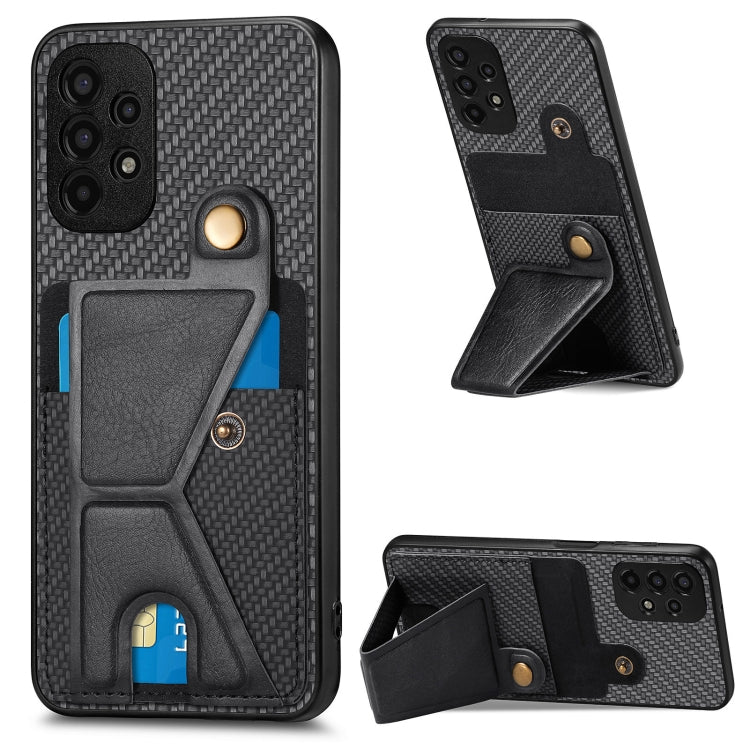 Portafoglio in fibra di carbonio Flip Card Custodia per telefono con supporto a forma di K, For Samsung Galaxy A14 5G, For Samsung Galaxy A13  5G, For Samsung Galaxy A13 4G, For Samsung Galaxy A04 4G