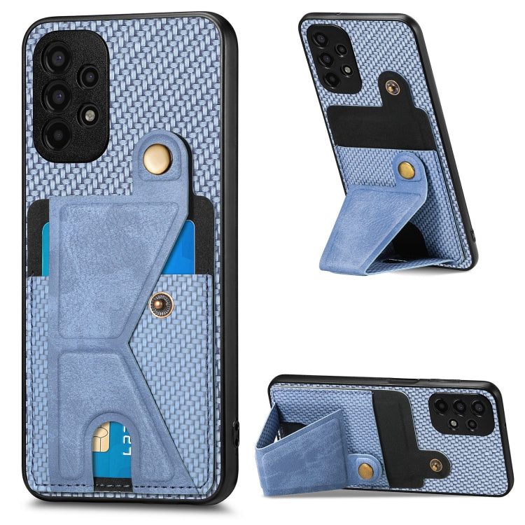 Portafoglio in fibra di carbonio Flip Card Custodia per telefono con supporto a forma di K, For Samsung Galaxy A14 5G, For Samsung Galaxy A13  5G, For Samsung Galaxy A13 4G, For Samsung Galaxy A04 4G