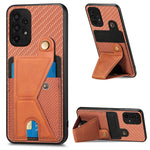 Portafoglio in fibra di carbonio Flip Card Custodia per telefono con supporto a forma di K, For Samsung Galaxy A14 5G, For Samsung Galaxy A13  5G, For Samsung Galaxy A13 4G, For Samsung Galaxy A04 4G
