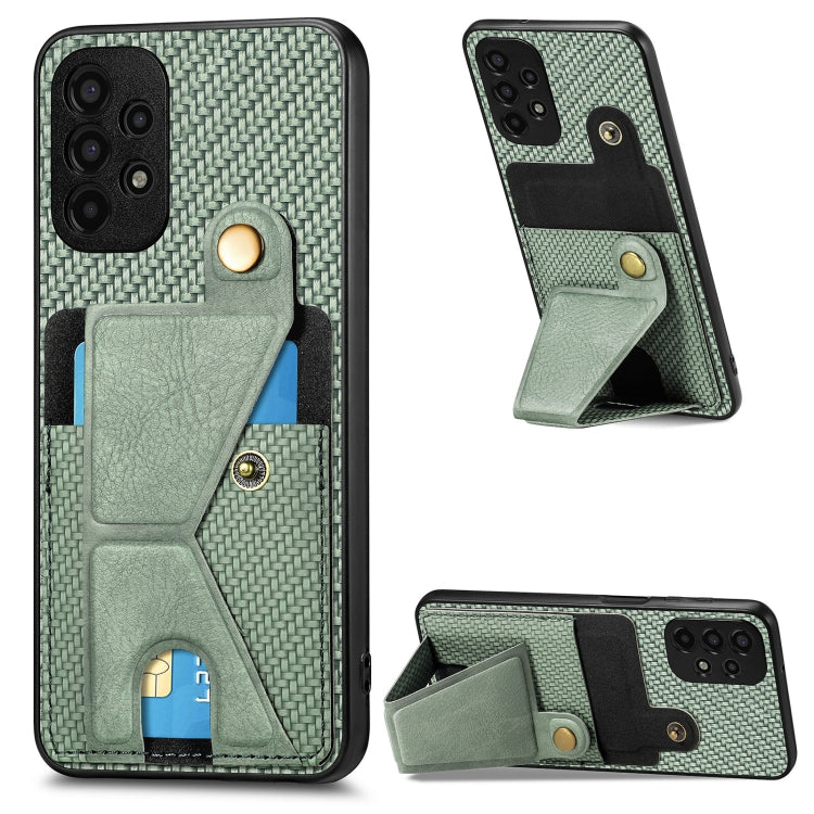 Portafoglio in fibra di carbonio Flip Card Custodia per telefono con supporto a forma di K, For Samsung Galaxy A14 5G, For Samsung Galaxy A13  5G, For Samsung Galaxy A13 4G, For Samsung Galaxy A04 4G