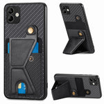 Portafoglio in fibra di carbonio Flip Card Custodia per telefono con supporto a forma di K, For Samsung Galaxy A14 5G, For Samsung Galaxy A13  5G, For Samsung Galaxy A13 4G, For Samsung Galaxy A04 4G