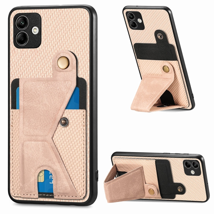 Portafoglio in fibra di carbonio Flip Card Custodia per telefono con supporto a forma di K, For Samsung Galaxy A14 5G, For Samsung Galaxy A13  5G, For Samsung Galaxy A13 4G, For Samsung Galaxy A04 4G