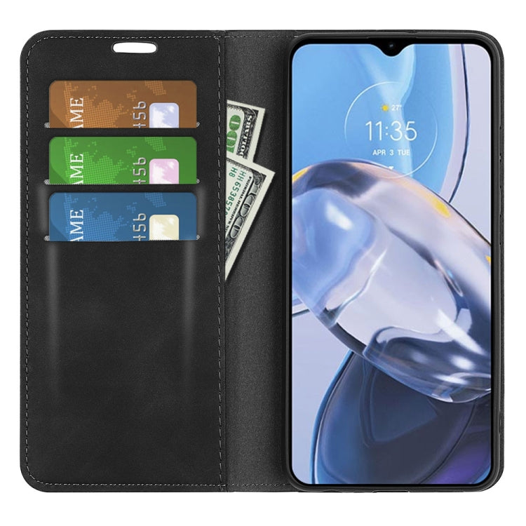 Per Motorola Moto E22 / E22i Custodia per telefono in pelle con aspirazione magnetica retro-pelle, For Motorola Moto E22 / E22i