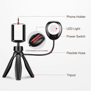 Treppiede da tavolo con luci LED per smartphone
