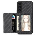 Custodia per telefono con borsa a portafoglio per carte magnetiche in fibra di carbonio, For Samsung Galaxy S22 5G, For Samsung Galaxy S22+ 5G, For Samsung Galaxy S22 Ultra 5G, For Samsung Galaxy S21 5G