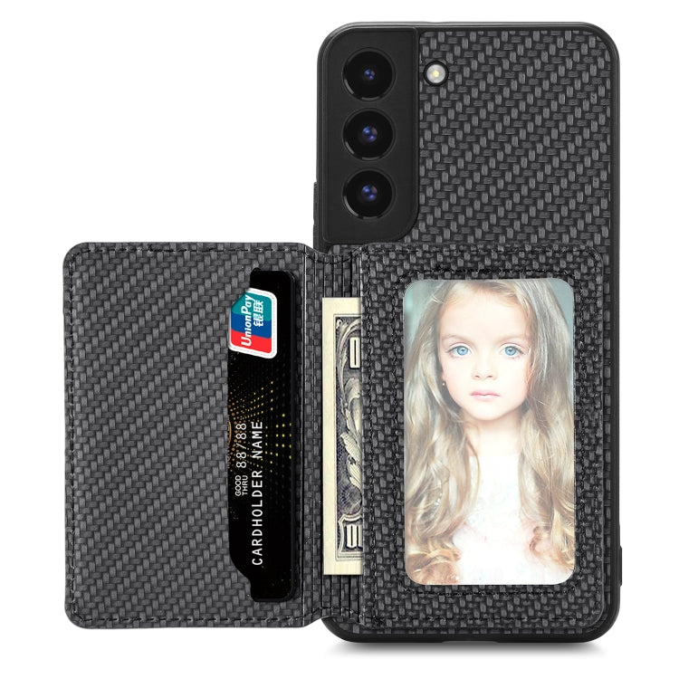 Custodia per telefono con borsa a portafoglio per carte magnetiche in fibra di carbonio, For Samsung Galaxy S22 5G, For Samsung Galaxy S22+ 5G, For Samsung Galaxy S22 Ultra 5G, For Samsung Galaxy S21 5G