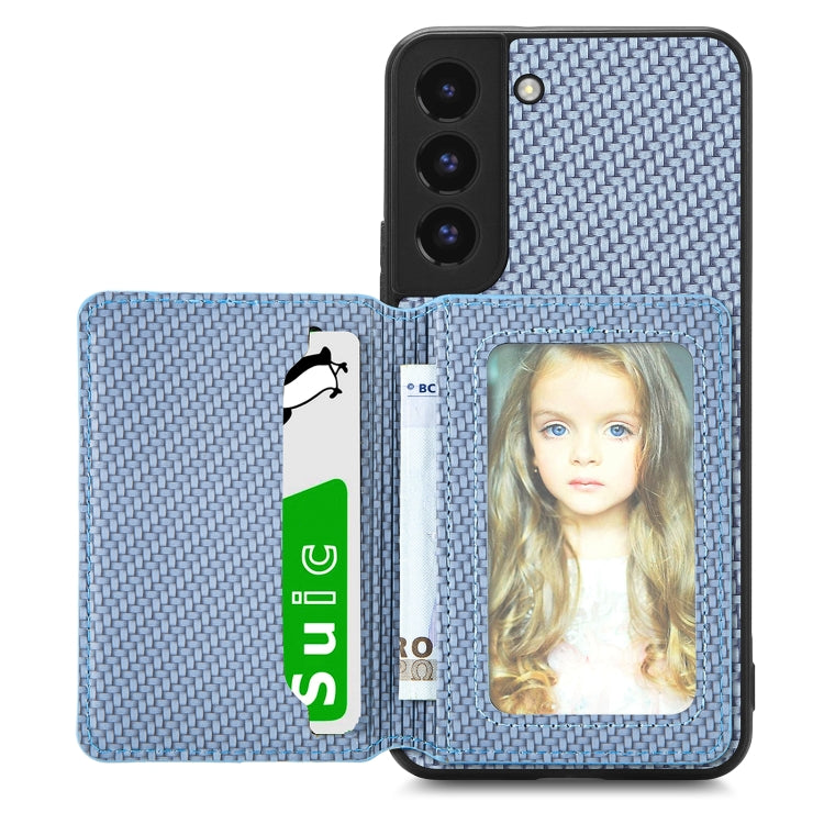 Custodia per telefono con borsa a portafoglio per carte magnetiche in fibra di carbonio, For Samsung Galaxy S22 5G, For Samsung Galaxy S22+ 5G, For Samsung Galaxy S22 Ultra 5G, For Samsung Galaxy S21 5G