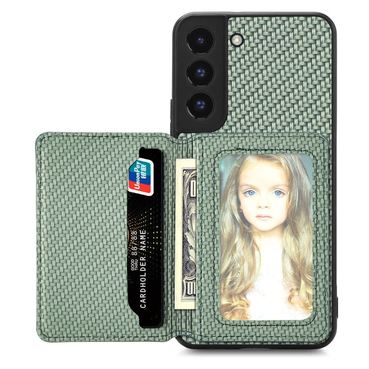 Custodia per telefono con borsa a portafoglio per carte magnetiche in fibra di carbonio, For Samsung Galaxy S22 5G, For Samsung Galaxy S22+ 5G, For Samsung Galaxy S22 Ultra 5G, For Samsung Galaxy S21 5G