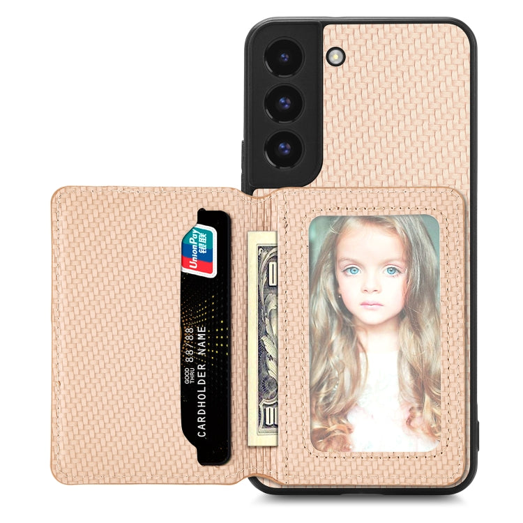 Custodia per telefono con borsa a portafoglio per carte magnetiche in fibra di carbonio, For Samsung Galaxy S22 5G, For Samsung Galaxy S22+ 5G, For Samsung Galaxy S22 Ultra 5G, For Samsung Galaxy S21 5G