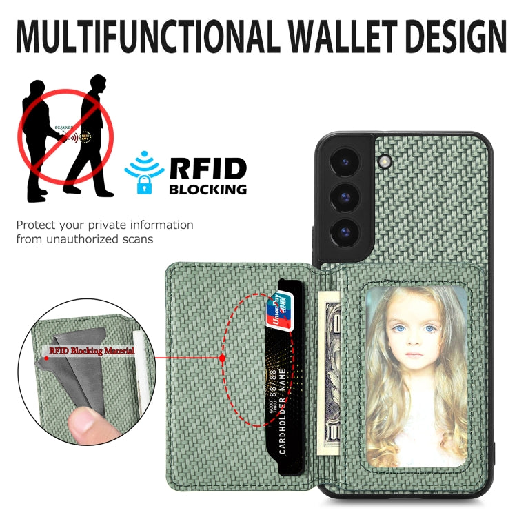 Custodia per telefono con borsa a portafoglio per carte magnetiche in fibra di carbonio, For Samsung Galaxy S22 5G, For Samsung Galaxy S22+ 5G, For Samsung Galaxy S22 Ultra 5G, For Samsung Galaxy S21 5G
