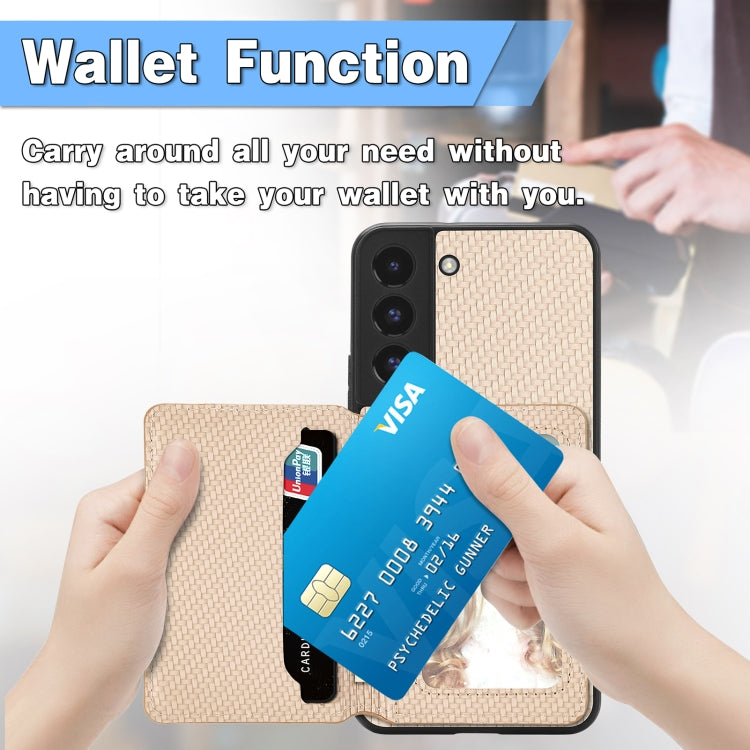 Custodia per telefono con borsa a portafoglio per carte magnetiche in fibra di carbonio, For Samsung Galaxy S22 5G, For Samsung Galaxy S22+ 5G, For Samsung Galaxy S22 Ultra 5G, For Samsung Galaxy S21 5G