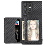 Custodia per telefono con borsa a portafoglio per carte magnetiche in fibra di carbonio, For Samsung Galaxy S22 5G, For Samsung Galaxy S22+ 5G, For Samsung Galaxy S22 Ultra 5G, For Samsung Galaxy S21 5G