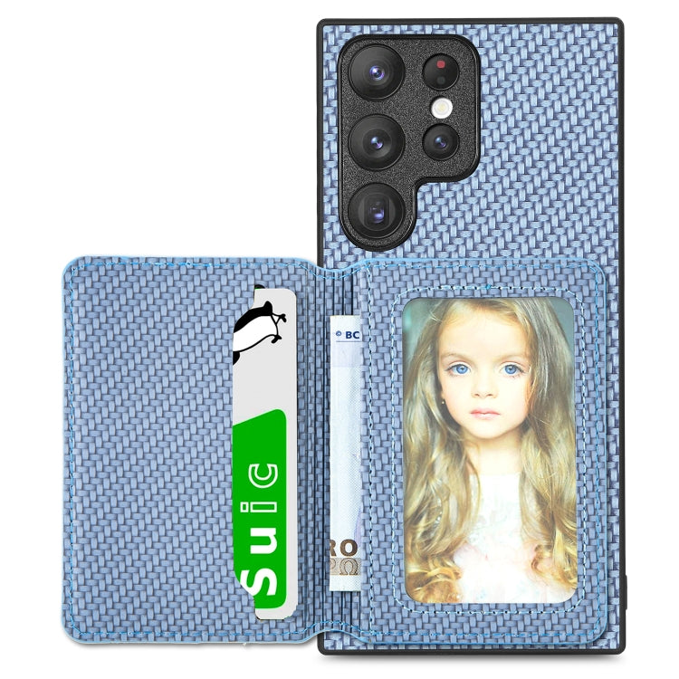 Custodia per telefono con borsa a portafoglio per carte magnetiche in fibra di carbonio, For Samsung Galaxy S22 5G, For Samsung Galaxy S22+ 5G, For Samsung Galaxy S22 Ultra 5G, For Samsung Galaxy S21 5G