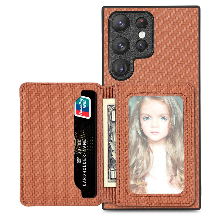 Custodia per telefono con borsa a portafoglio per carte magnetiche in fibra di carbonio, For Samsung Galaxy S22 5G, For Samsung Galaxy S22+ 5G, For Samsung Galaxy S22 Ultra 5G, For Samsung Galaxy S21 5G