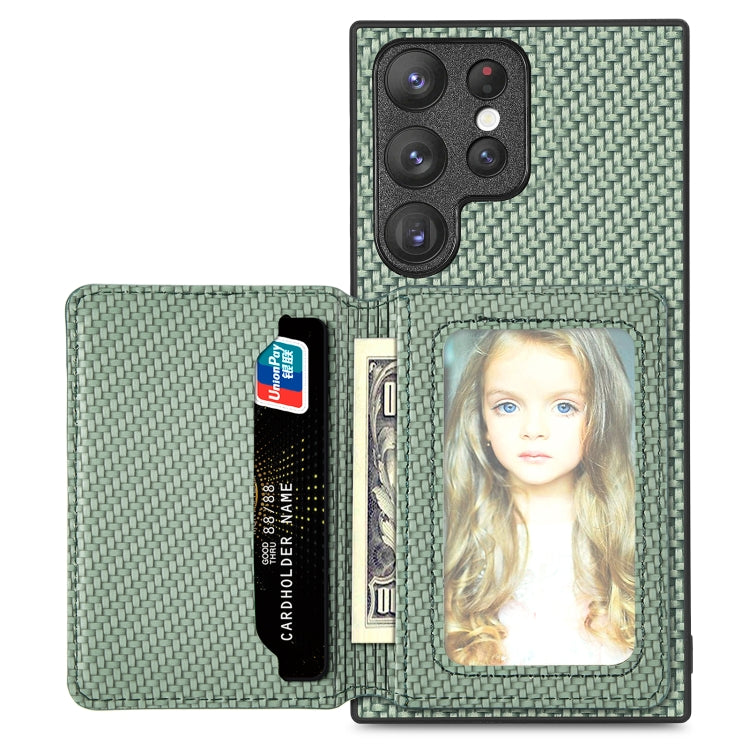 Custodia per telefono con borsa a portafoglio per carte magnetiche in fibra di carbonio, For Samsung Galaxy S22 5G, For Samsung Galaxy S22+ 5G, For Samsung Galaxy S22 Ultra 5G, For Samsung Galaxy S21 5G