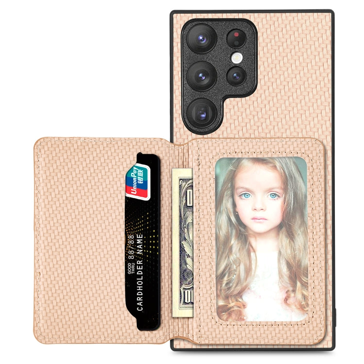 Custodia per telefono con borsa a portafoglio per carte magnetiche in fibra di carbonio, For Samsung Galaxy S22 5G, For Samsung Galaxy S22+ 5G, For Samsung Galaxy S22 Ultra 5G, For Samsung Galaxy S21 5G