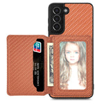 Custodia per telefono con borsa a portafoglio per carte magnetiche in fibra di carbonio, For Samsung Galaxy S22 5G, For Samsung Galaxy S22+ 5G, For Samsung Galaxy S22 Ultra 5G, For Samsung Galaxy S21 5G