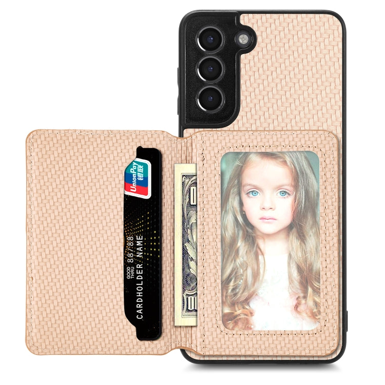 Custodia per telefono con borsa a portafoglio per carte magnetiche in fibra di carbonio, For Samsung Galaxy S22 5G, For Samsung Galaxy S22+ 5G, For Samsung Galaxy S22 Ultra 5G, For Samsung Galaxy S21 5G