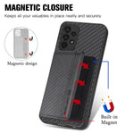 Custodia per telefono con borsa a portafoglio per carte magnetiche in fibra di carbonio, For Samsung Galaxy A13 4G, For Samsung Galaxy A13 5G, For Samsung Galaxy A22 4G, For Samsung Galaxy A50